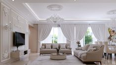 a living room filled with furniture and a flat screen tv